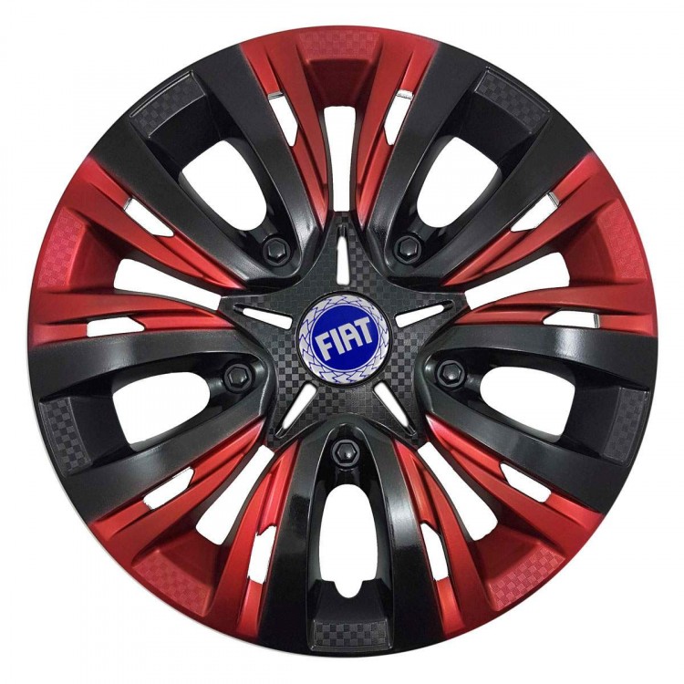 Колпаки колесные Fiat Lion Carbon Red Mix 16