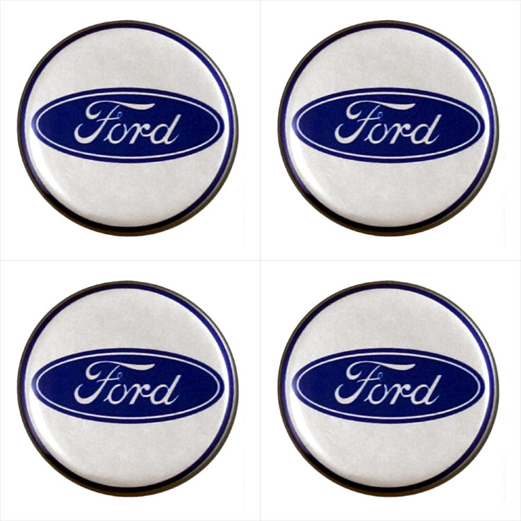 Наклейки на диски Ford white-blue силикон 45 мм 