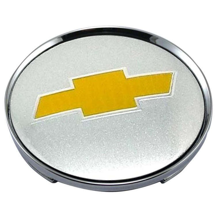 Колпачки на диски 62/56/8 хром со стикером Chevrolet хром и желтый 