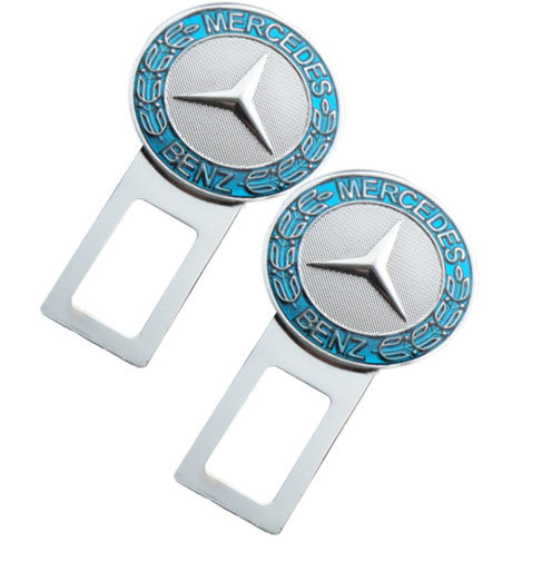 Заглушка ремня безопасности с логотипом Mercedes хром синий 
