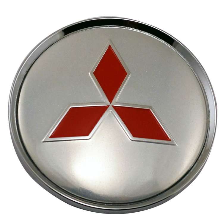 Заглушка для диска со стикером Mitsubishi (63/58/8) хром+красный