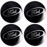 Наклейки на диски Ford 56 мм сфера черные с хромированным логотипом 