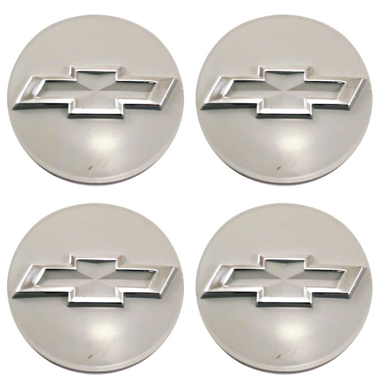 Эмблемы на колпаки и колпачки на диски Chevrolet объемные 55 мм молочно-серые