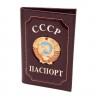 Обложка для паспорта герб СССР экологическая кожа темно-бордовая
