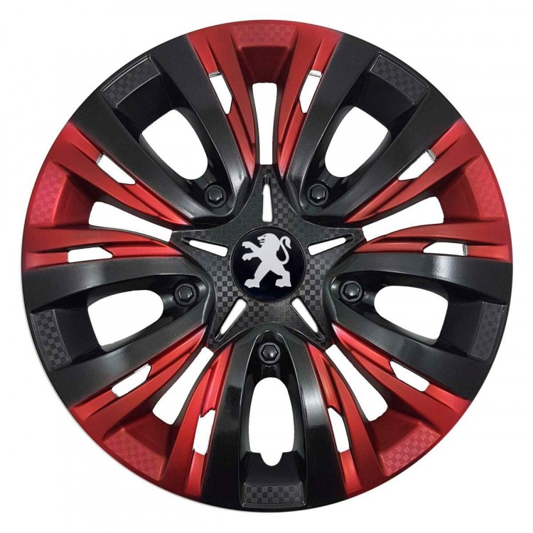 Колпаки на диски Peugeot Lion Carbon Red Mix 14