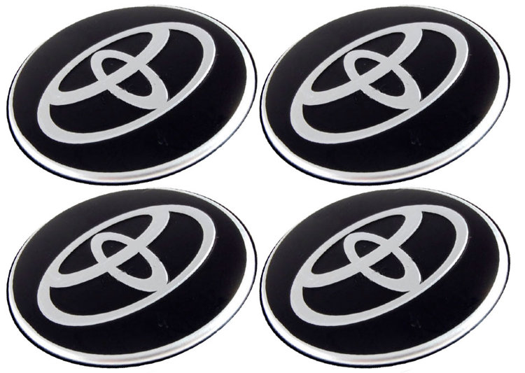 Наклейки на диски Toyota black с юбкой 56 мм 