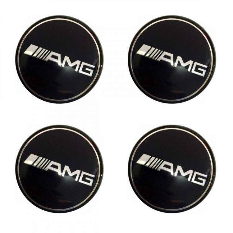 Наклейки на диски AMG 65 мм линза черные