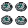 Колпачки на диски 62/56/8 хром со стикером Skoda зеленый и черный 