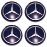 Mercedes 62/56/8  синий+хром комплект колпачков центрального отверстия