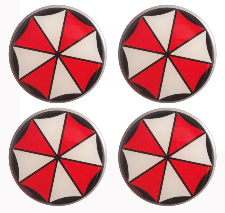 Наклейки на диски Umbrella 55 мм силикон бело черно красные