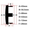 Колпачки на диски Citroen 65/60/12 хром и красный 