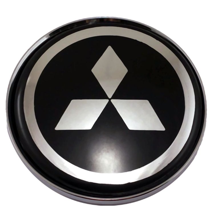 Колпачок в литой диск со стикером Mitsubishi (63/58/8) хром+черный