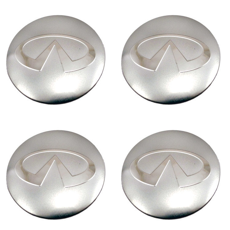 Стикеры алюминиевые на заглушки дисков Infiniti  56 мм, цвет - серебристый