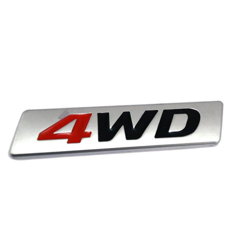 Металлический 3D значок 4WD 8,5*1,8 см красно-черно-серебристый