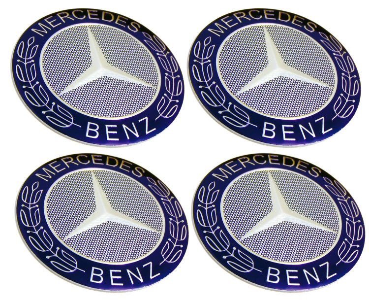 Наклейки на диски Mercedes-benz сфера 75 мм сине-белые 