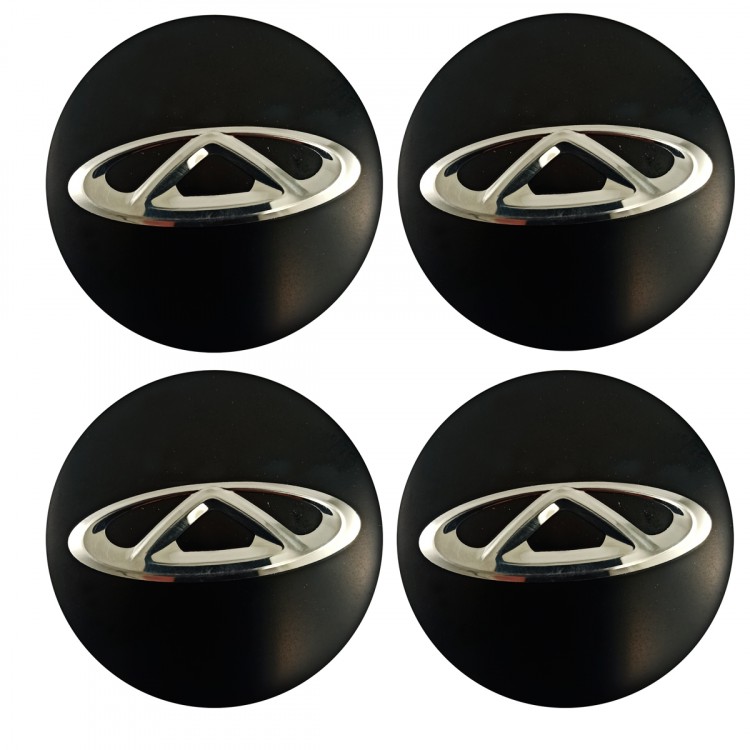 Наклейки на диски Chery 60 мм сфера черные алюминиевые