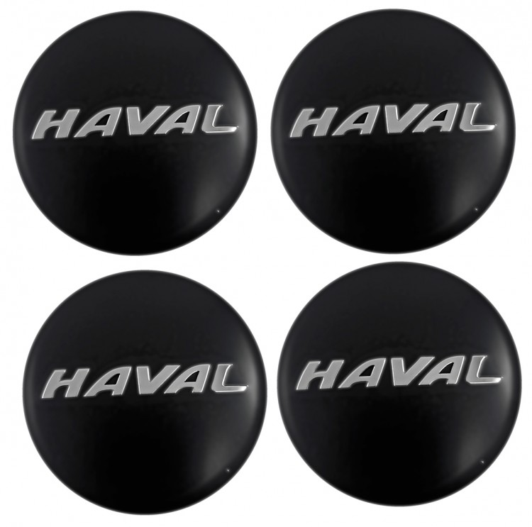 Наклейки на диски Haval 60 мм сфера черные алюминиевые