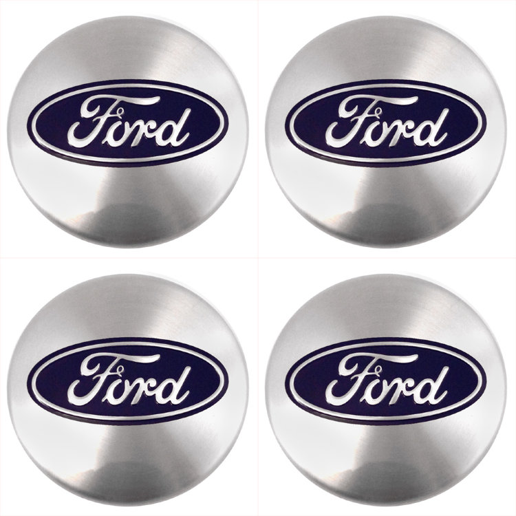 Наклейки на диски Ford с юбкой 60 мм серебристые