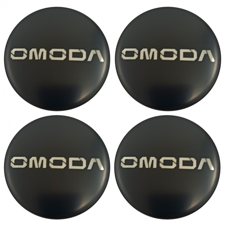 Наклейки на диски Omoda 60 мм с юбкой черные алюминиевые