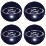 Наклейки на диски Ford 65мм сфера синие с хромированным логотипом