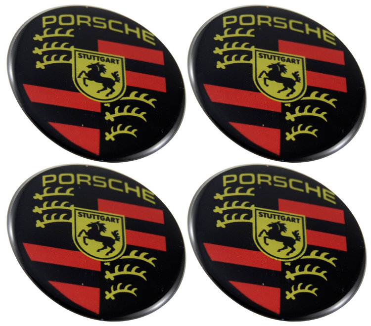 Наклейки на диски Porsche 60 мм black силиконовые 