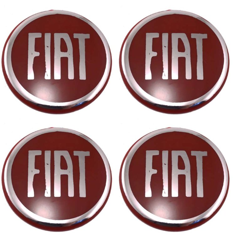 Стикеры на колпачки Fiat 58 мм серебристый+красный