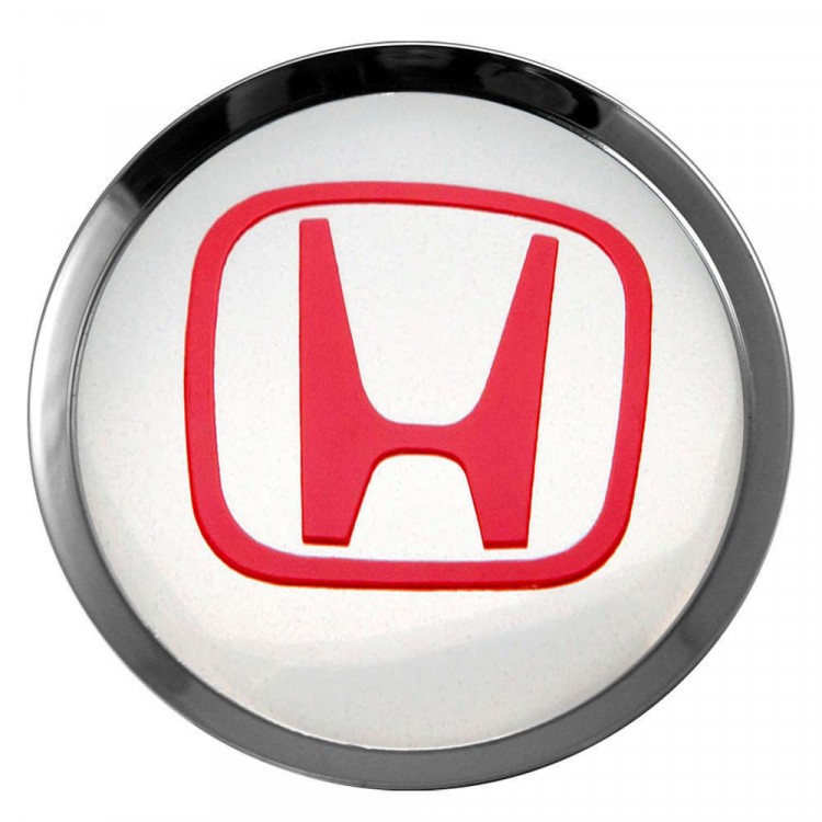 Заглушки для диска со стикером Honda (64/60/6) хром/красный