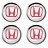 Заглушки для диска со стикером Honda (64/60/6) хром/красный