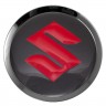 Заглушки для диска со стикером Suzuki  (64/60/6) красный и черный