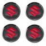 Заглушки для диска со стикером Suzuki  (64/60/6) красный и черный
