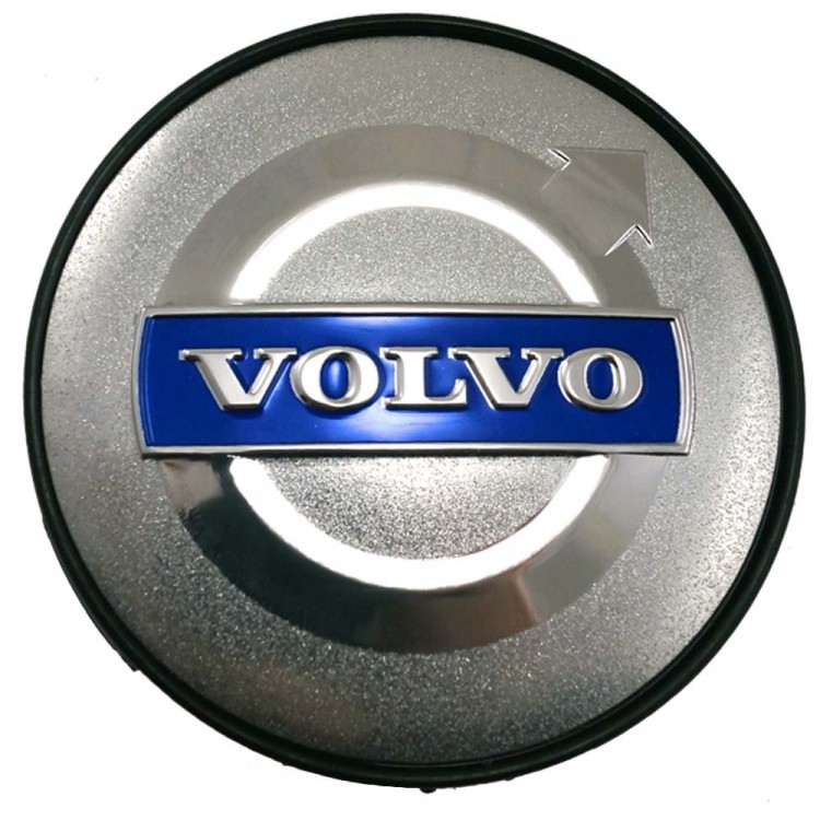 Колпачок в диск Volvo 60/54/10 серебристый хром синий 